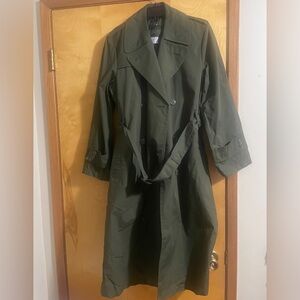 Classic Utility Double-breasted Belted (Medium) Olive Green Unisex Trench Coat